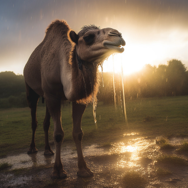 camel in rain